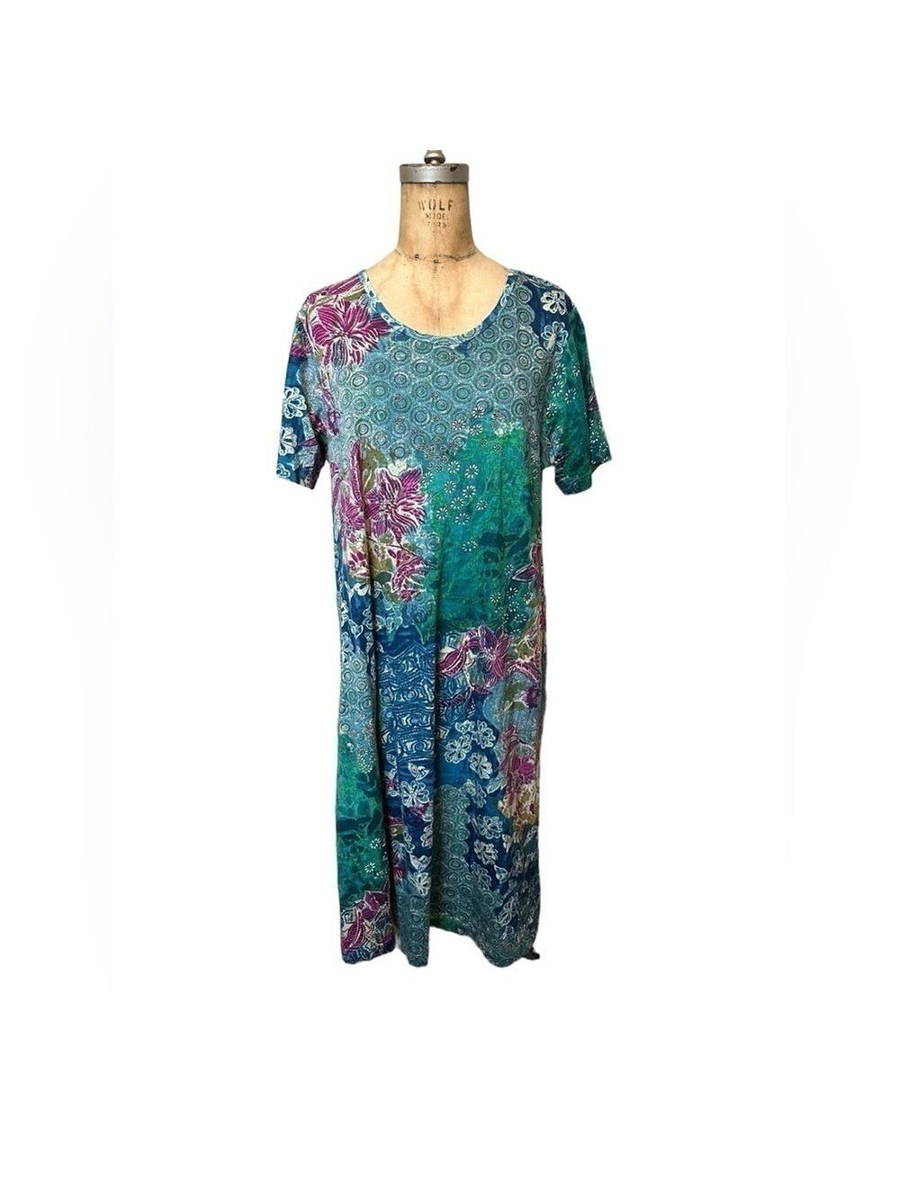 Vintage 90’s floral house dress Mumu La Cera EUC like new size L coastal grandma